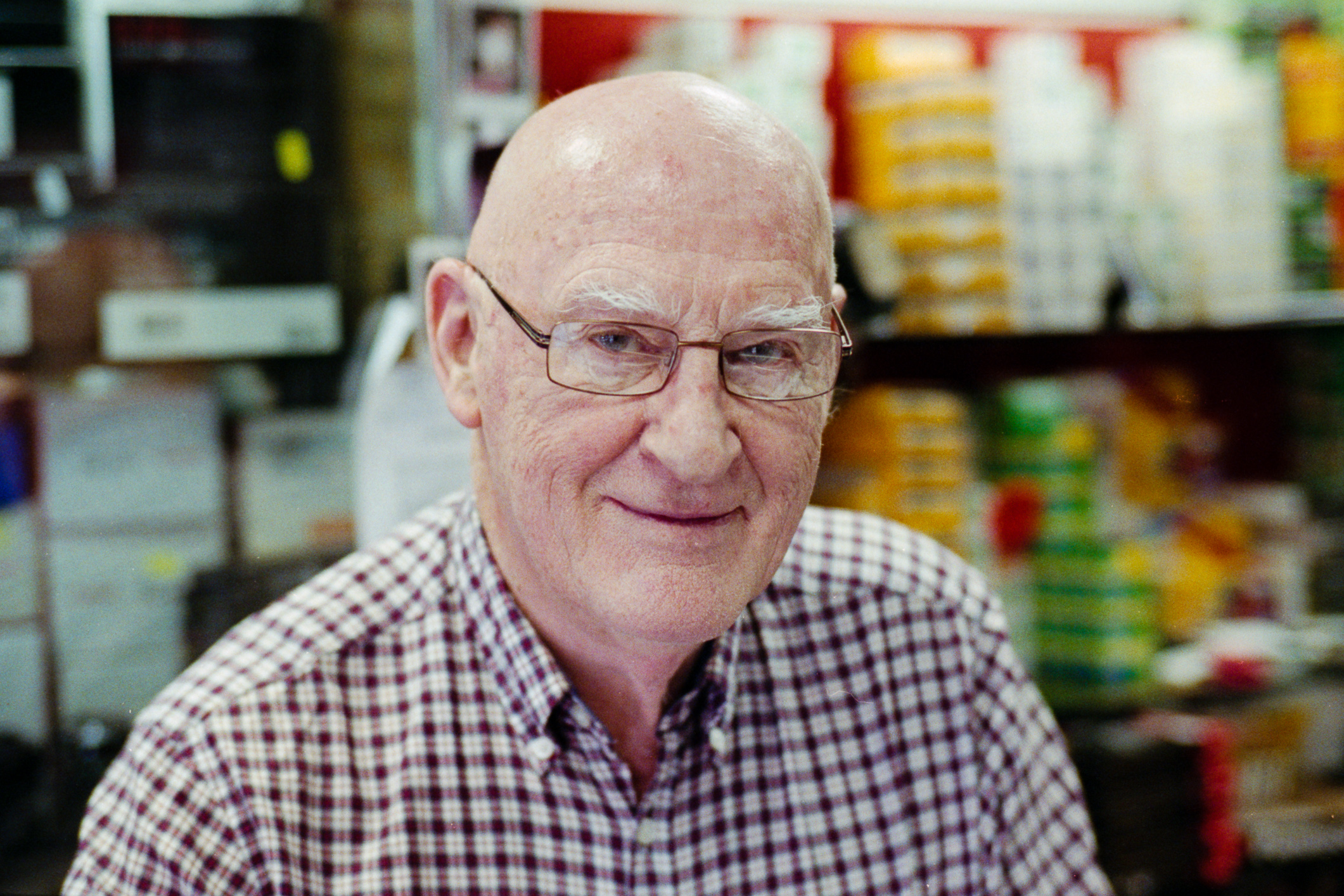 Mr John Gunn from John Gunn Camera Shop (Dublin 2015), Leica M2, Zeiss C Sonnar 50mm f/1.5 @ f/2, Fuji Xtra 800, Epson V700